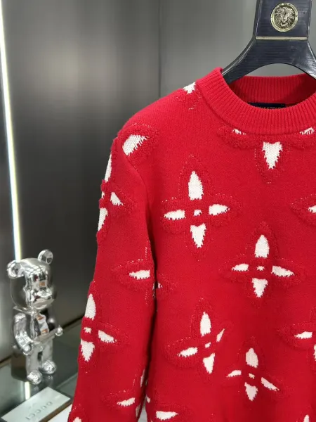Louis Vuitton Monogram Knit Sweater Red - 7