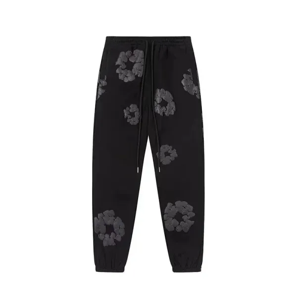 Balenciaga Floral-Embroidered Black Sweatpants - 1