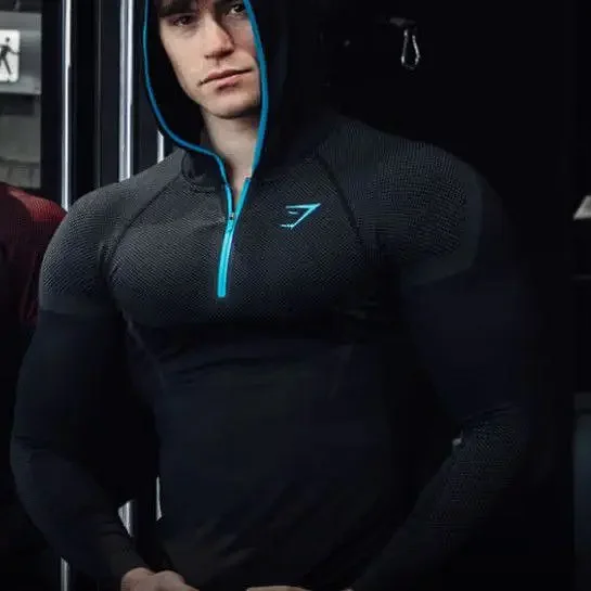 Gymshark Hoodies & Sweatshirts Textured Hooded Quarter-Zip Pullover product detail image 2