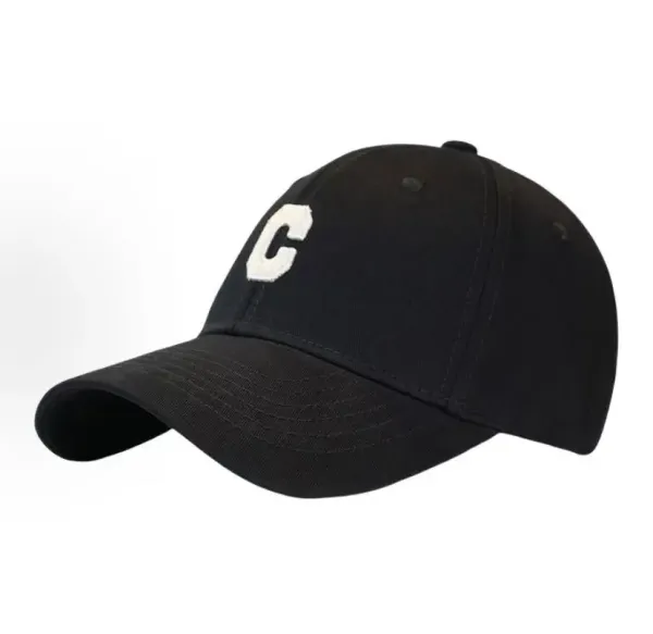 Classic Letter 'C' Embroidered Baseball Cap Black - 1