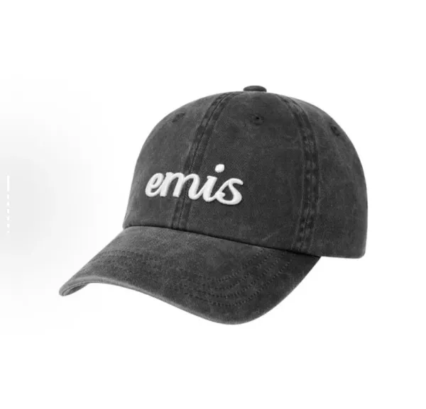 Emis Script Logo Washed Black Baseball Cap - 1