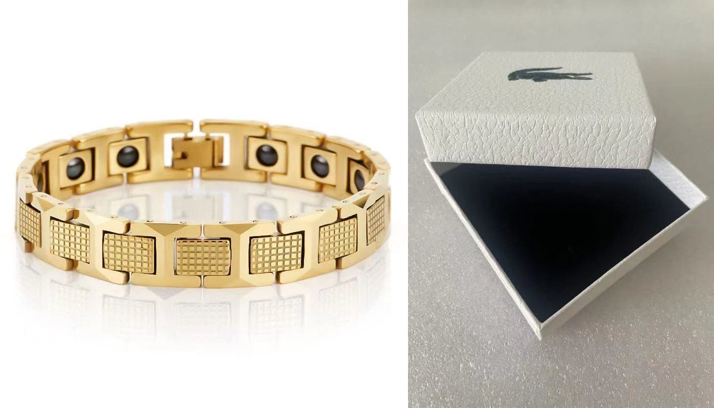 Lacoste Jewelry Crocodile Logo Chain and Link Bracelets — 10 +box