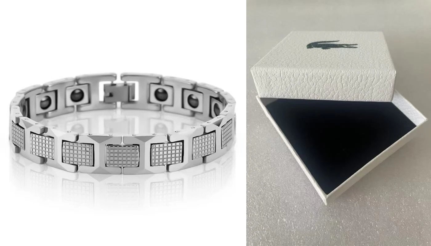 Lacoste Jewelry Crocodile Logo Chain and Link Bracelets — 9 +box