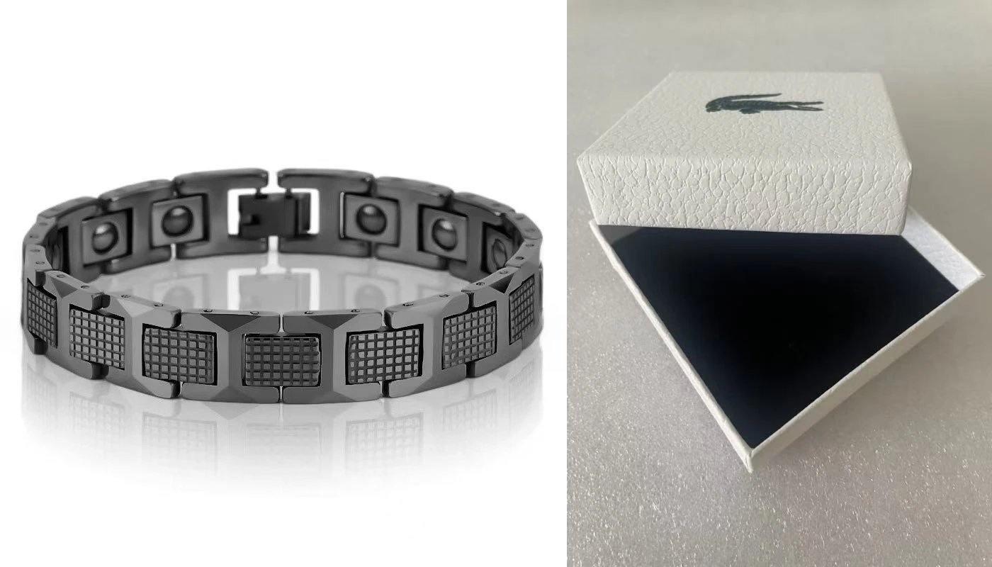 Lacoste Jewelry Crocodile Logo Chain and Link Bracelets — 11 +box