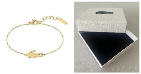 Lacoste Jewelry Crocodile Logo Chain and Link Bracelets — 2 +box