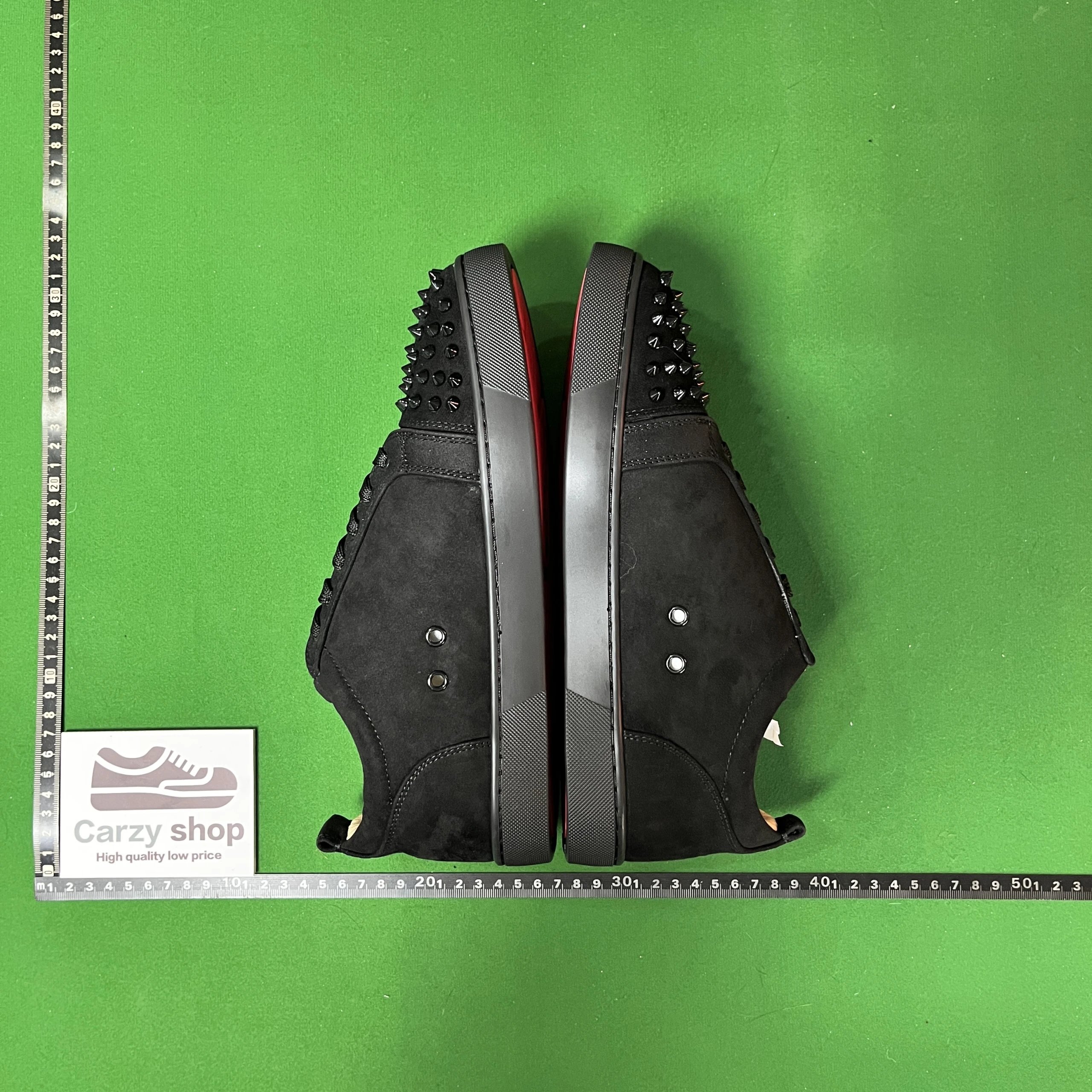 Christian Louboutin black velvet studded sneakers