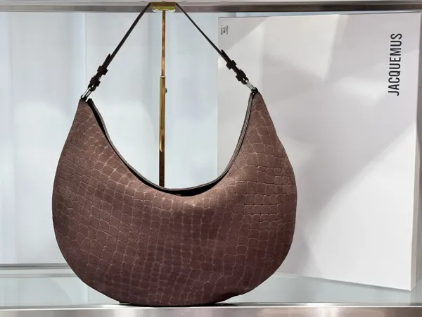Jacquemus Le Chiquito Croc-Embossed Suede Brown Hobo Bag Shoulder Bags - 1