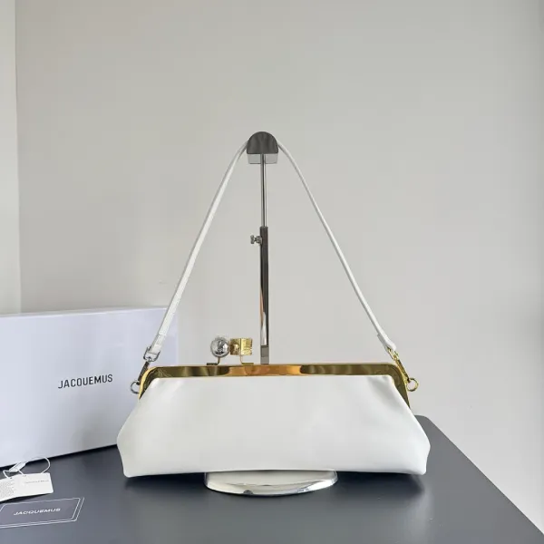 Jacquemus Le Chiquito White Bucket Bag with Gold Hardware Handbags - 2