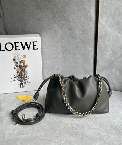 Loewe Puzzle Bag Charcoal Gray Chain Shoulder Bag - 1
