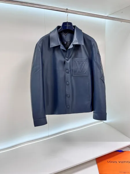 Louis Vuitton Leather Shirt Jacket Navy Blue - 1