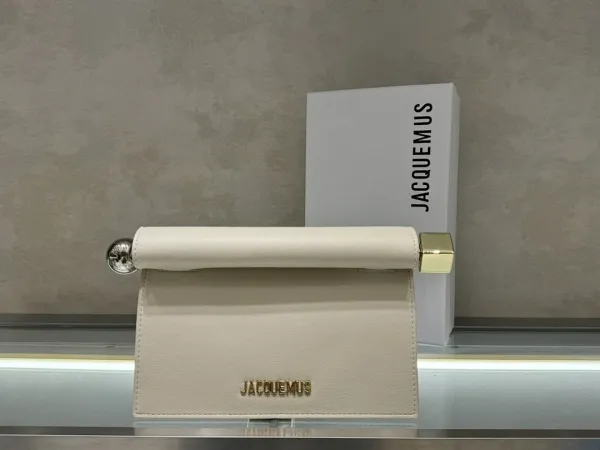 Jacquemus Le Chiquito White Bucket Bag with Gold Hardware Handbags - 8