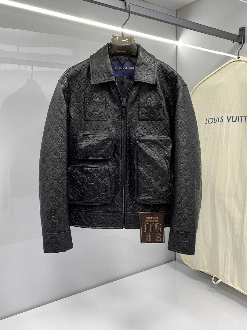 Louis Vuitton Monogram Leather Field Jacket Black - 1