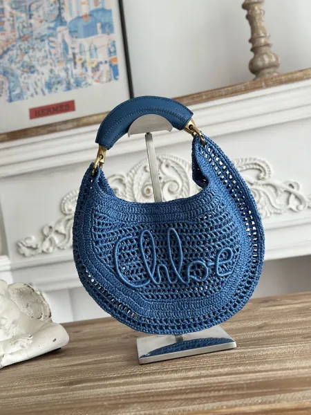 Chloé Crochet Hobo Bag Navy Blue - 1