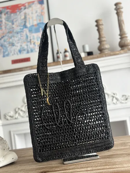 Chloé Wicker Tote Bag Black - 1