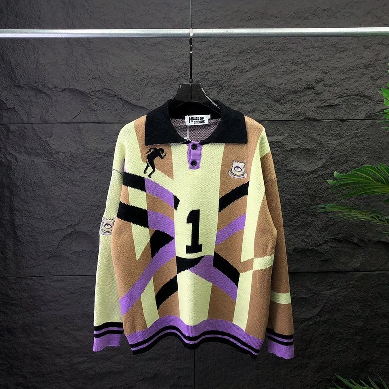 House of Errors Knit Polo Sweater Multicolor