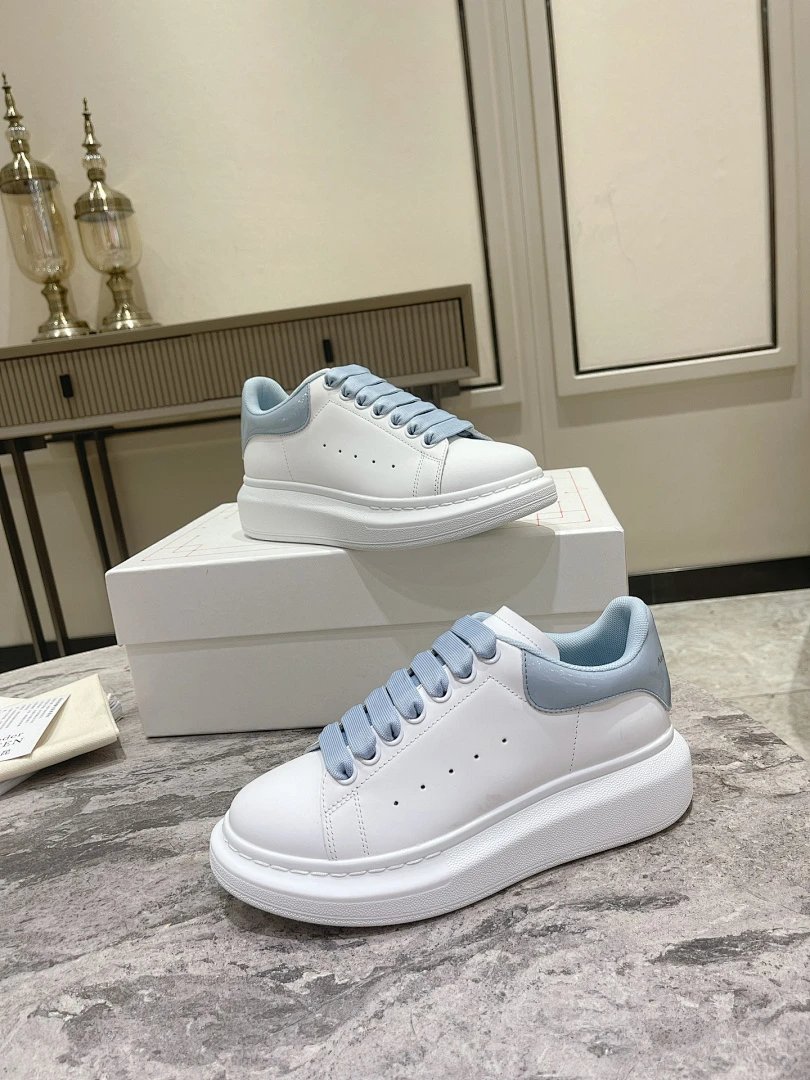Alexander McQueen Oversized Leather Sneakers White Light Blue