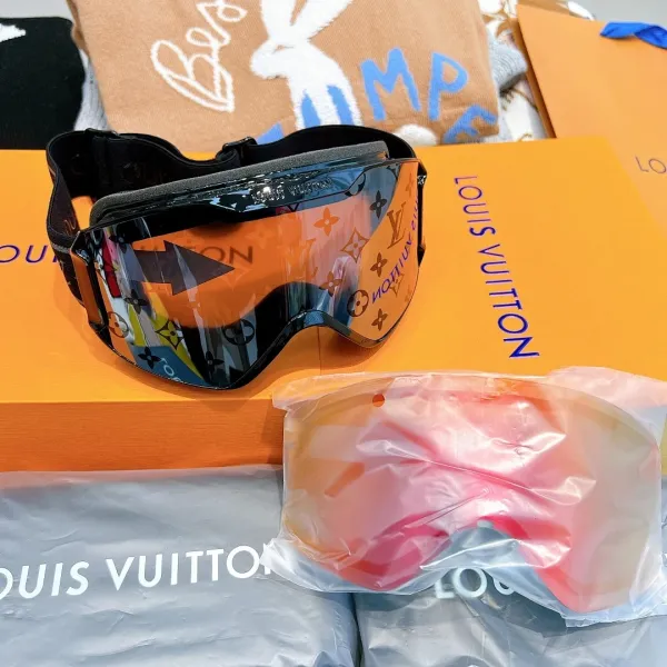 Louis Vuitton Monogram Ski Goggles Orange Mirror Lens Eyewear - 1