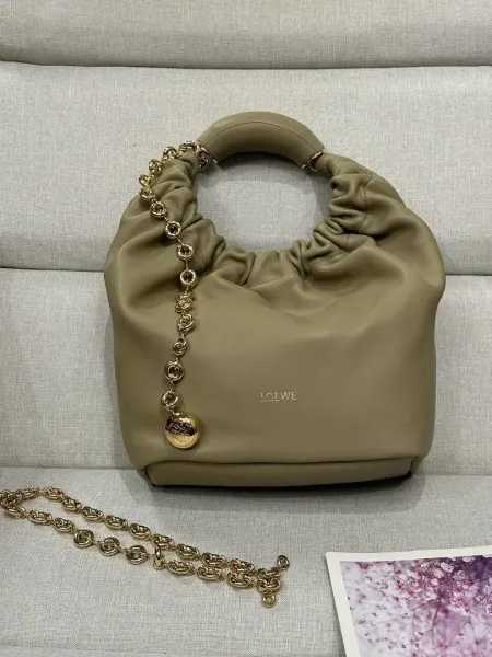 Loewe Hammock Bag Beige Leather Chain Handbag - 1