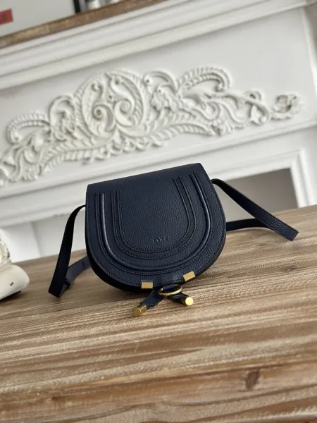 Chloé Marcie Small Saddle Bag Black Leather Crossbody Bag - 1