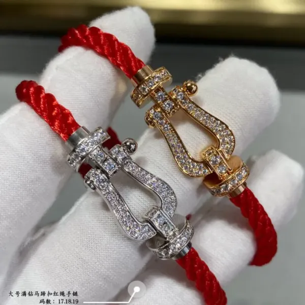 FRED Force 10 Diamond-Set Bracelet with Red Cord Jewelry - 1
