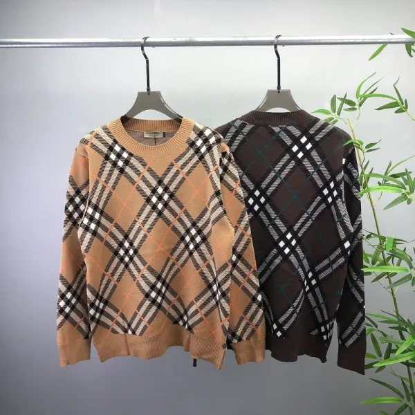 Burberry Classic Check Knit Sweater Beige and Brown - 1