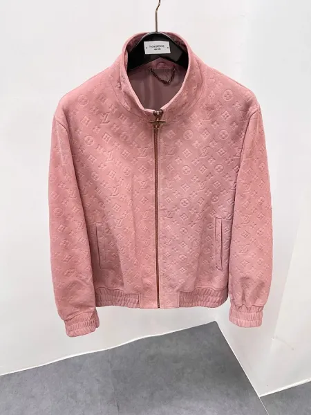Louis Vuitton Monogram Suede Bomber Jacket Pink Outerwear - 1