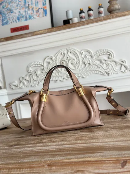 Chloé Tote Bag Beige Canvas with Logo Webbing Handles - 7