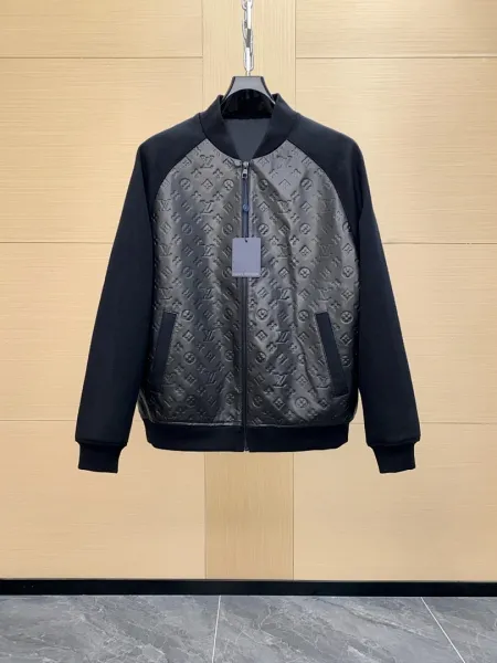Louis Vuitton Monogram Leather Bomber Jacket Black Outerwear Jacket - 1