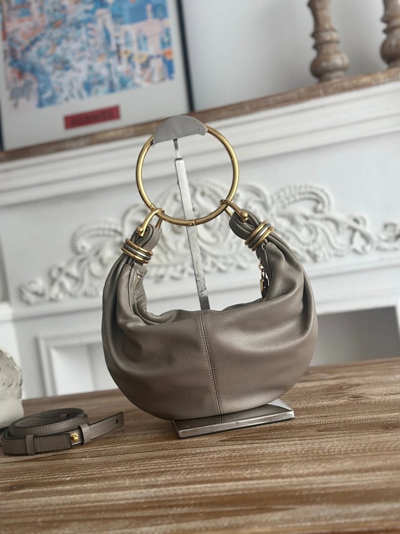 Chloé Tote Bag Beige Canvas with Logo Strap Handbag - 5