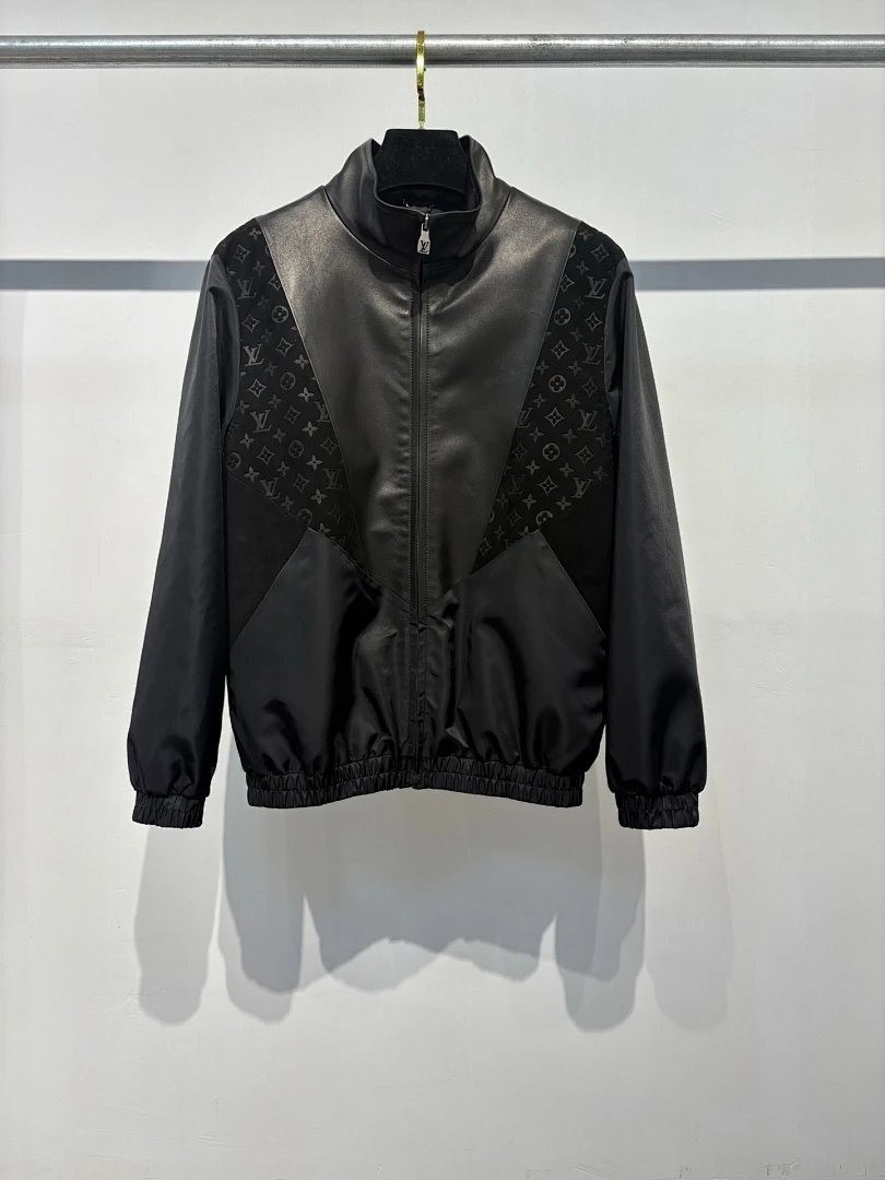 Louis Vuitton Monogram Panelled Leather Jacket Black - 1
