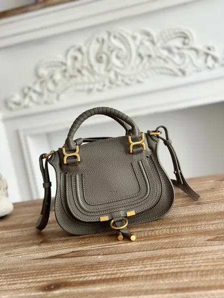 Chloé Tote Bag Beige Canvas with Logo Webbing Handles - 10
