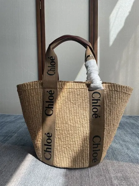 Chloé Wicker Tote Bag Beige - 1