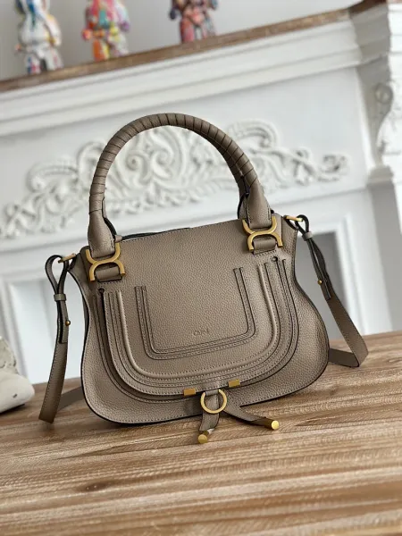 Chloé Marcie Small Gray Leather Handbag - 1
