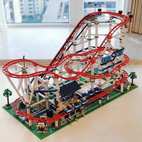 LEGO Roller Coaster Set Red and White Amusement Park Model Electronics - 1
