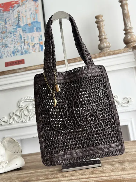 Chloé Wicker Tote Bag Brown - 1
