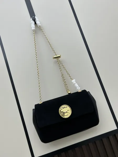 Chloé Woody Small Velvet Black Chain Bag Shoulder Bags - 1