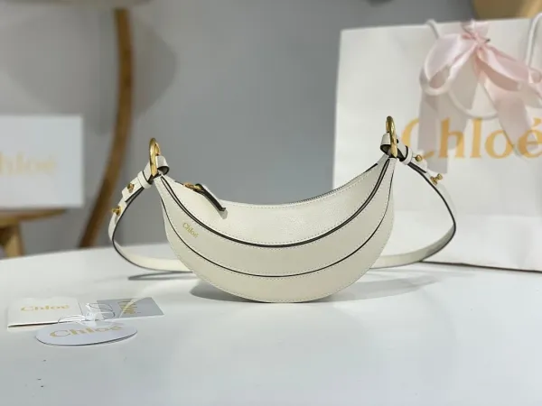 Chloé Nile Mini Saddle Bag White Crossbody Bags - 1