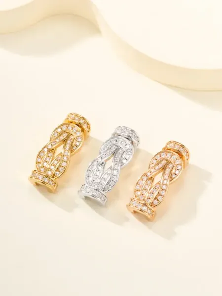 Design Knot-Style Pave Crystal Earrings in Gold, Silver, and Rose Gold Jewelry - 1