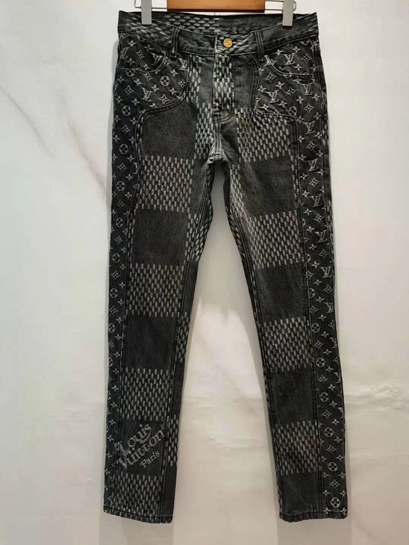 Louis Vuitton Monogram Embroidered Denim Jeans Blue - 6