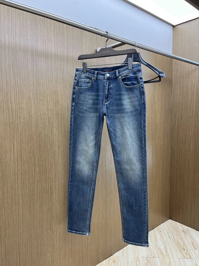 Louis Vuitton Monogram Embroidered Denim Jeans Blue - 11