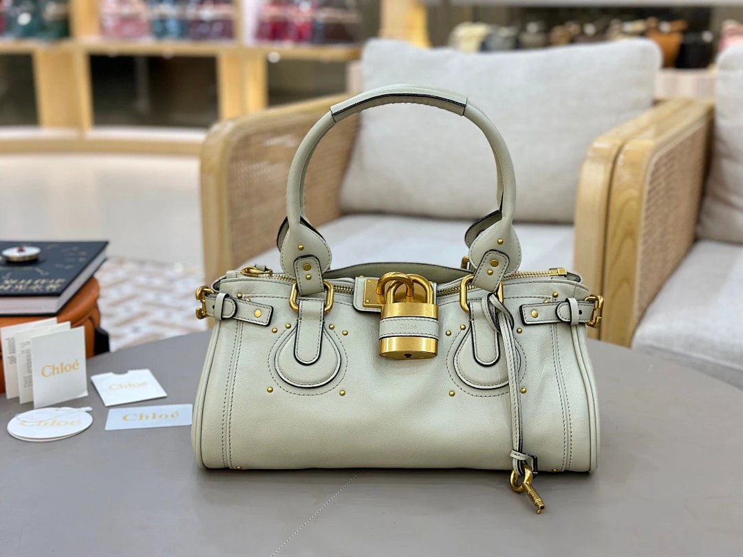Chloé Paddington Small Leather Handbag in Mint Green with Gold Hardware