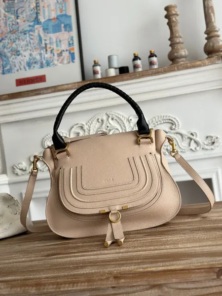 Chloé Marcie Small Bag Beige Leather Handbag - 1