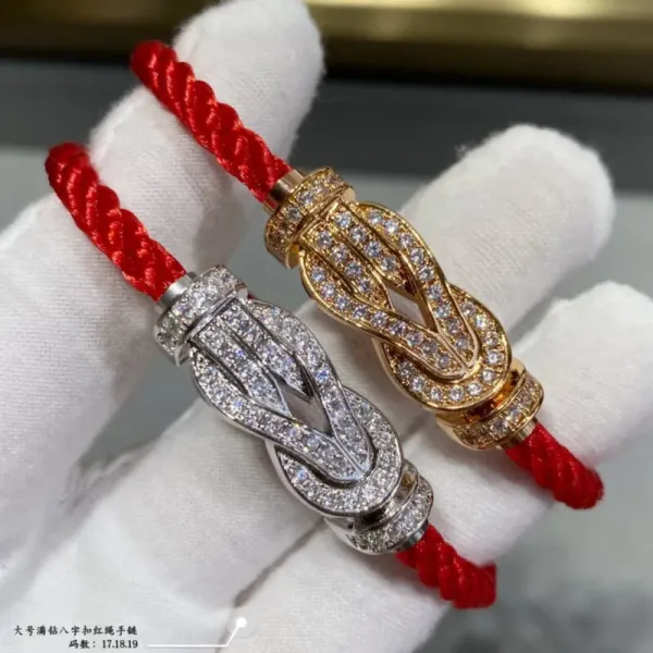 Design Large Diamond Knot Red Rope Bracelet Jewelry - 1