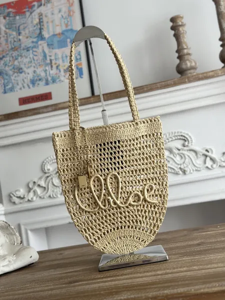 Chloé Wicker Tote Bag Beige Handbag - 1