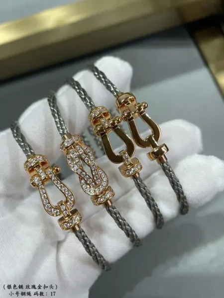 FRED Force 10 Bracelet Silver Chain with Rose Gold Clasp and Pavé Diamonds Jewelry - 1