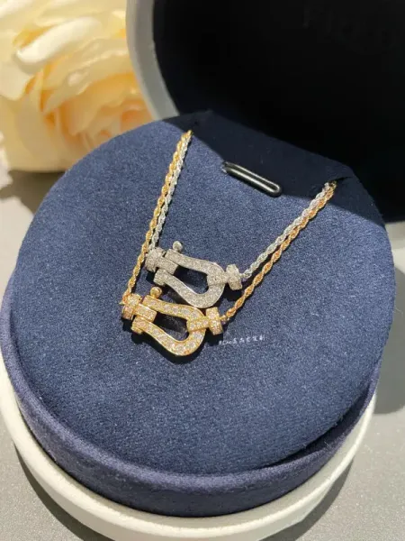 FRED Force 10 Double Lyre Diamond Necklace Gold and White Gold Jewelry - 1