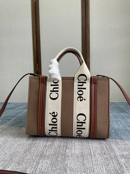 Chloé Woody Tote Bag Beige and Brown Handbag - 1