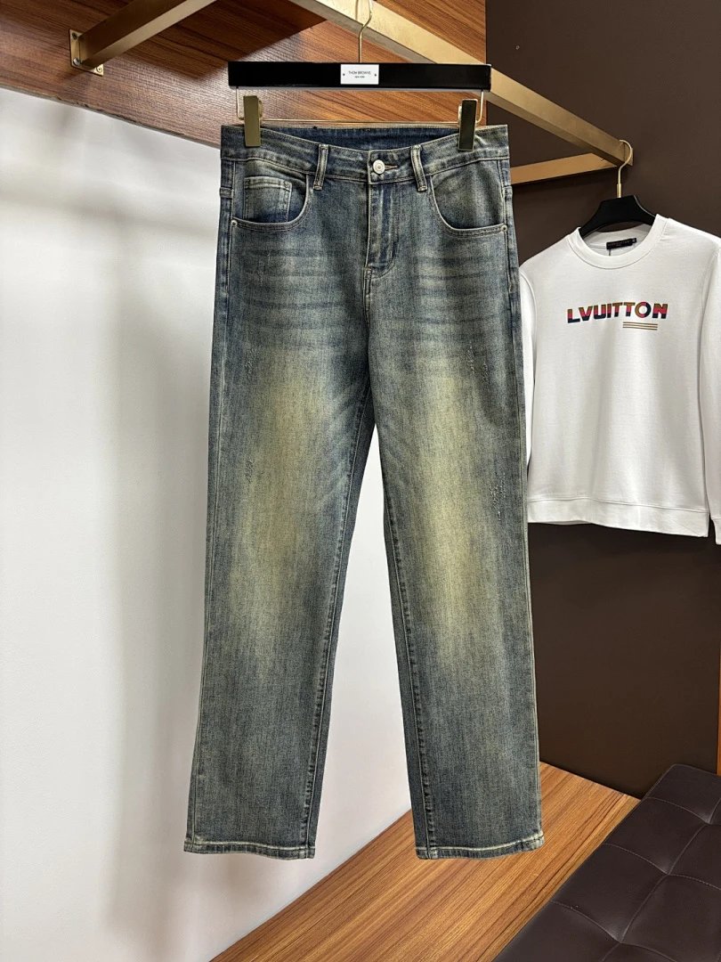 Louis Vuitton Monogram Embroidered Denim Jeans Blue - 10