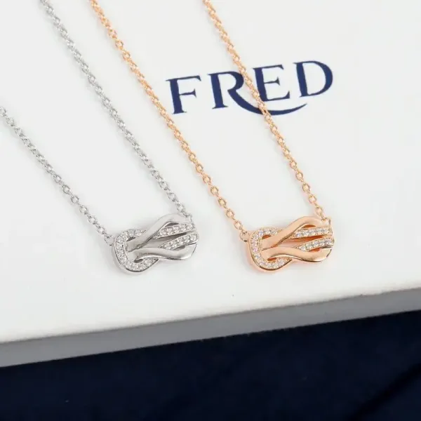 FRED Liaison Knot Necklace Silver and Rose Gold Jewelry - 1