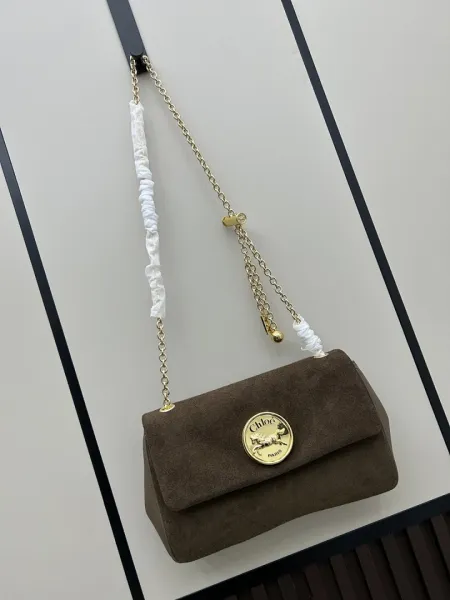 Chloé Mini Marcie Brown Suede Chain Shoulder Bag - 1